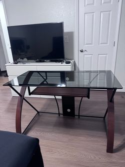 Office table , Gaming desk , Computer Table Wooden , Black with Glass