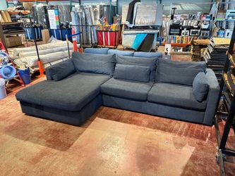 MACY’S Modern Concepts Navy Blue Couch with Left Chaise