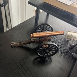 Vintage Brass & Cast Iron, Model Cannon. 5 1/2 Inches Long Highly Detailed