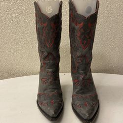 Vaccari gray & red leather boots ladies size 7