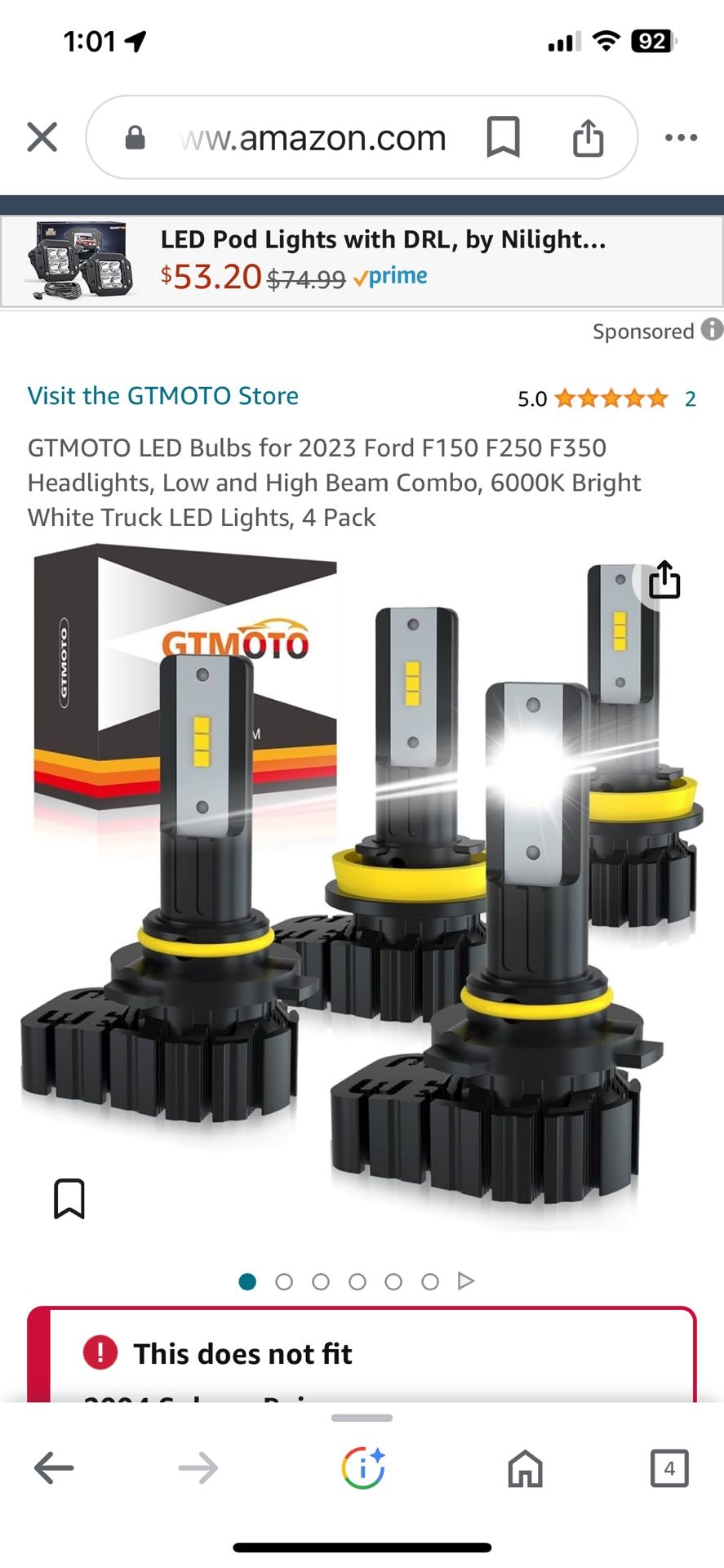 Gtmoto X2.0 Beam 881 Bulbs 4 Pack