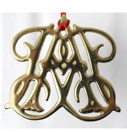 Vintage Virginia Metalcrafters 1988 QUEEN ANNE Cypher Christmas BRASS Ornament