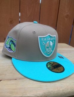 Las Vegas raiders (size 7 1/4) New Era Fitted hat / cap 75 Patch Blue And Brown 59fifty
