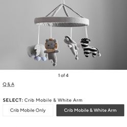 Pottery, Barn, Animal Crib, Mobile With White Arm