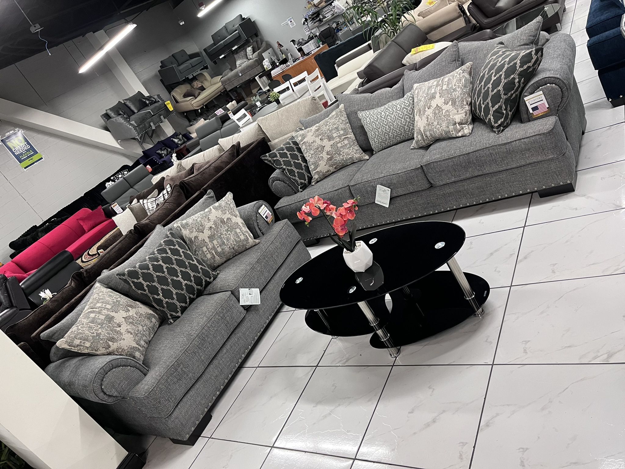 2pc Living Room Set 🩶 Grey Fabric 🔥🔥🔥