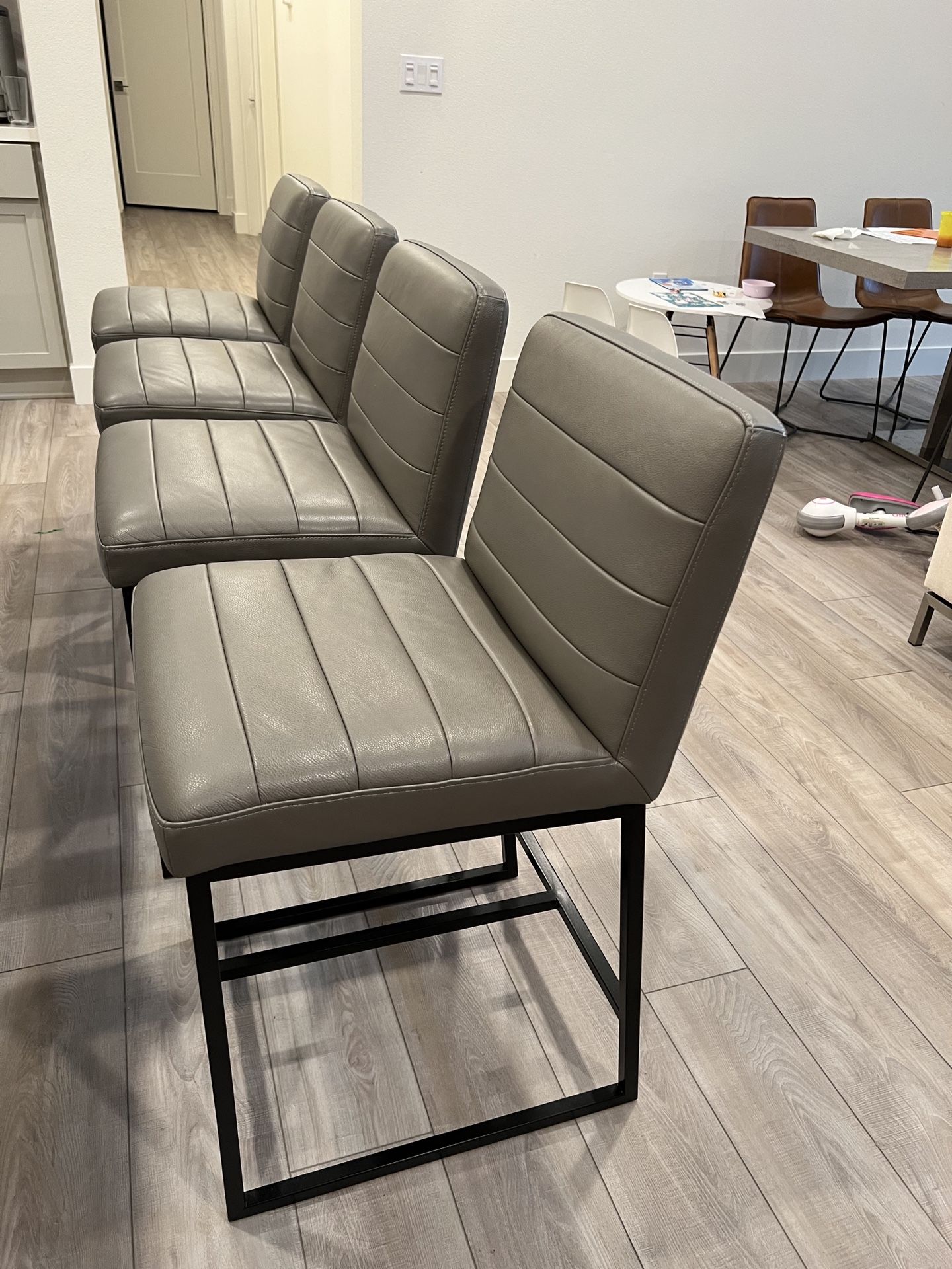 Crate & Barrel Channel Leather Counter Stool