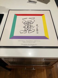 Custom framed Keith Haring Andy Mouse Print