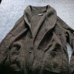 Apt. 9 Mens button up sweater, shawl, brown XXL, 2XL