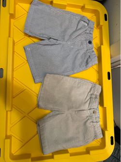 Kids Neutral Beige and Blue Pinstriped Cotton Shorts - Set of 2