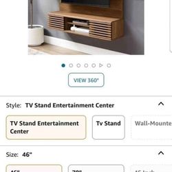 Modway Render Mid-Century Modern Wall- Mounted 46 Inch Entertainment Center TV Stand in Walnut