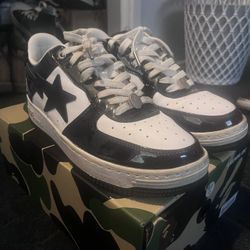 Bathing Ape Black And White Bapestas Low
