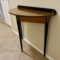 L Hitchcock Half Round Harvest Stenciled Maple Console Table / entry table