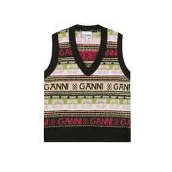 Garni V-Neck Multi-Color Pattern Sweater Knitted Vest