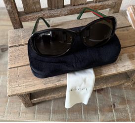 Womens Gucci Striped Army Rounded Sunglasses