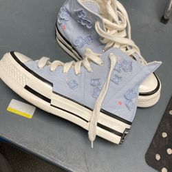 Baby Blue Floral Converse Platforms