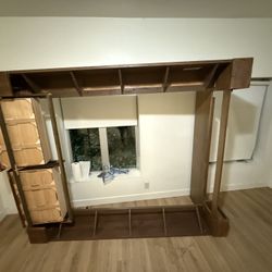 Modern Solid Wood Bed Frame with Storage & Shelving (Queen Size)