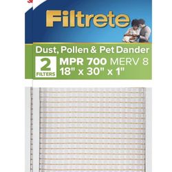 Filtrete 18x30x1 HVAC Furnace Air Filter, MPR 700 MERV 8, Dust, Pollen, and Pet Dander Reduction, 2 Pack