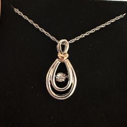 Dainty Sterling Silver, Rose Gold, And Diamond Necklace