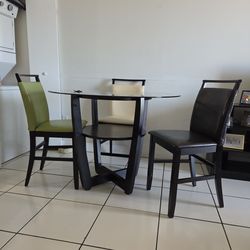 Glass Top Counter Height Table + 4 Chairs