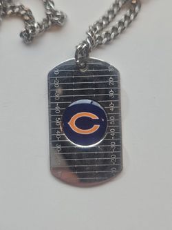 Chicago Bears NFL Football .925 Sterling Silver Dog Tag Pendant Necklace