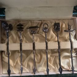 Vintage silver japanese cocktail/hors d'eouvers picks