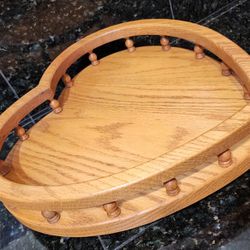 Exquisite XL Heart Shaped Spinning Lazy Susan Condiment Tray w Spindled Side Rails