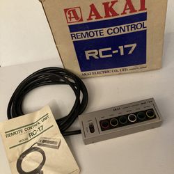 AKAI RC-17 Remote Control in Original Box With manual. Rare. Working condition. Box has some damage but is the original box. The remote is in great co