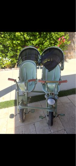 Kids Ride-On Push Car & Double Tricycle Stroller –