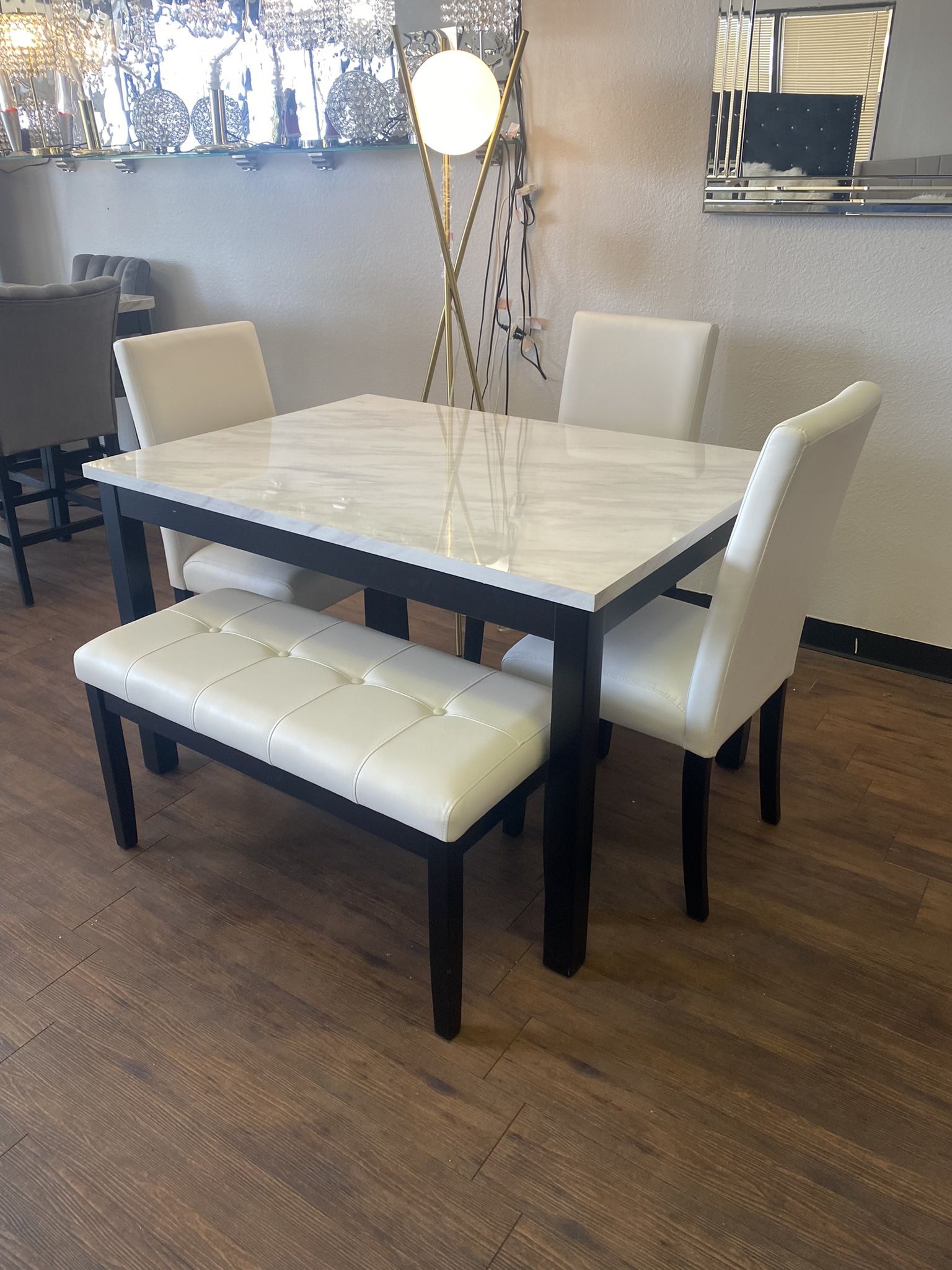 5Pc White Dining Table set