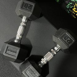 20LB Rogue Rubber Hex Dumbbell - Pair