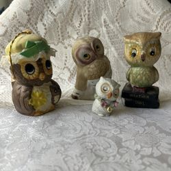 Vintage Owl Figurines Set Of Four 