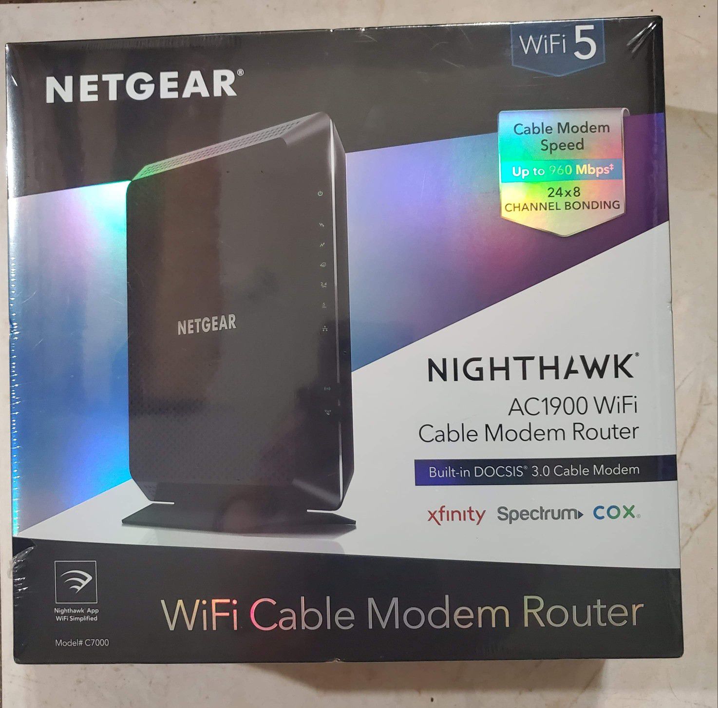 Netgear NightHawk AC1900 WiFi Cable Modem Router Built-In DOCSIS 3.0 Cable