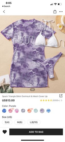3 Pieces Bikini Swimsuit And Mesh Cover Up (nuevo)