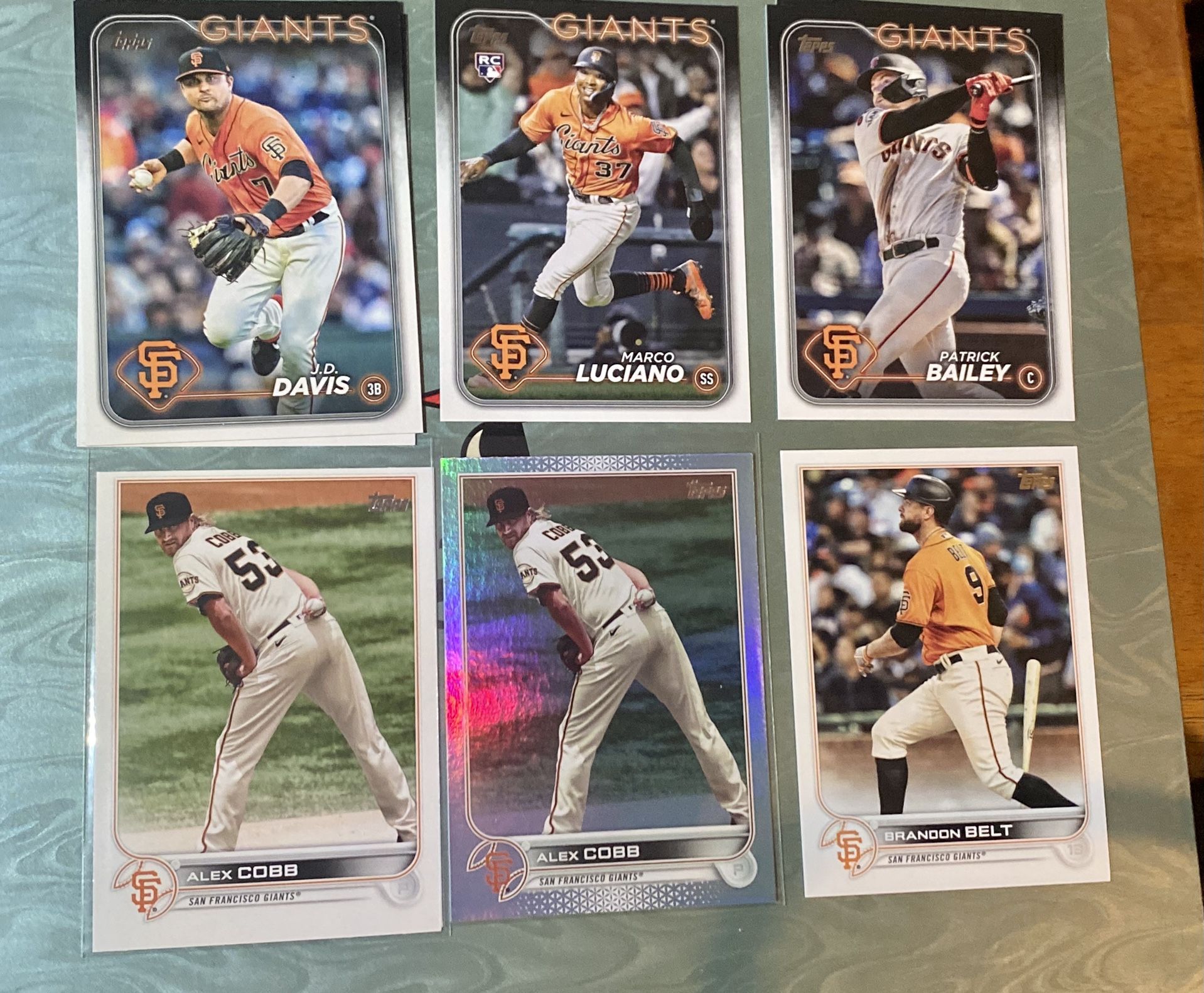 San Francisco Giants Baseball Cards 6 Card Lot