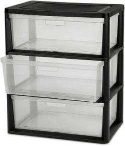 Black clear storage drawers 3 tiers