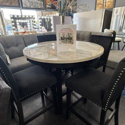 On Sale 5 PCs Dining Table Round Marvel W 4 Chairs Choose From Black Or Blue 
