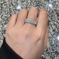 Moissanite Double Eternity Ring Band 