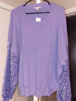 Cato Lavender Knit Sweater with Sequin Sleeves