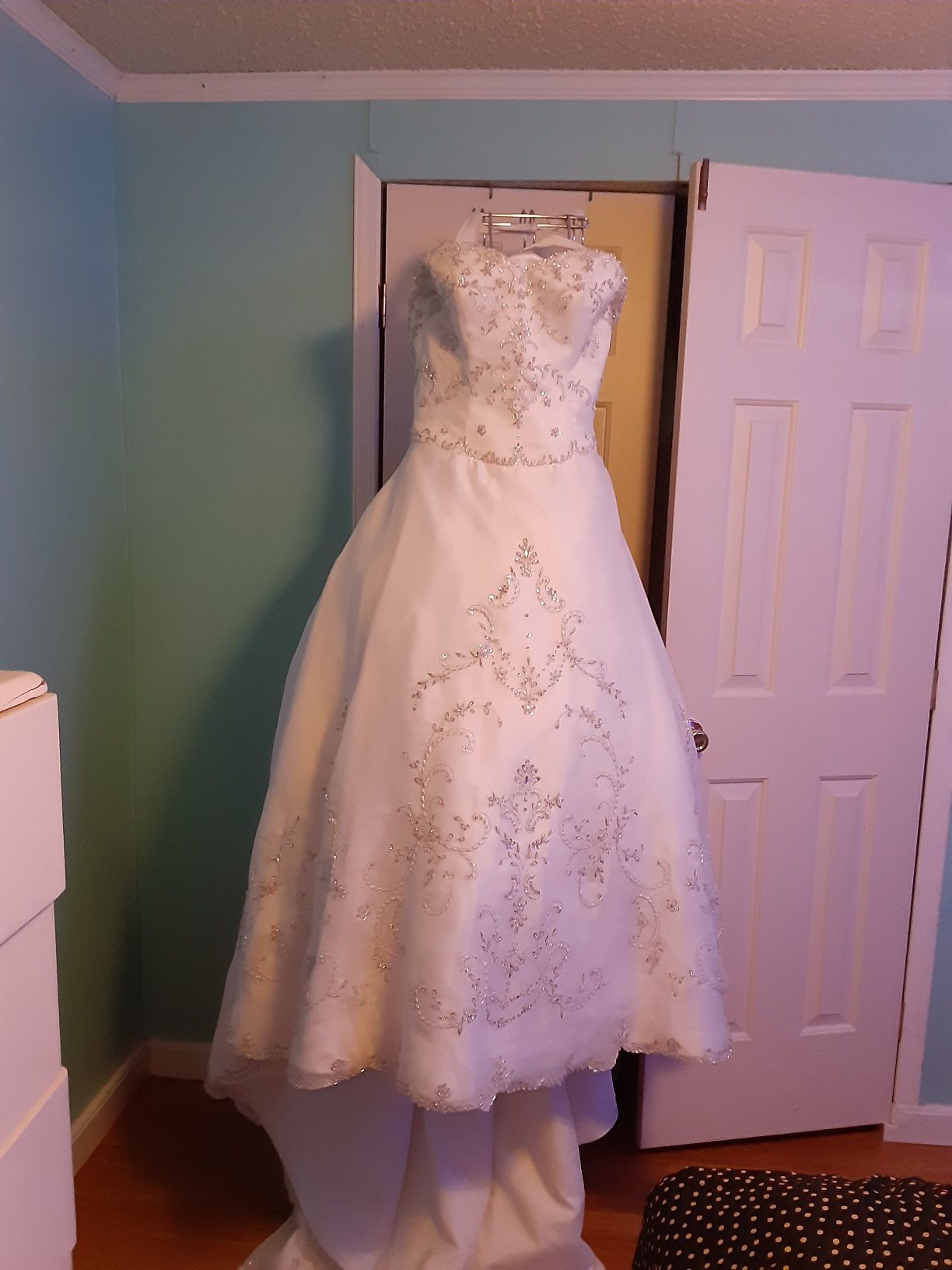 Beautiful white floor length wedding dress