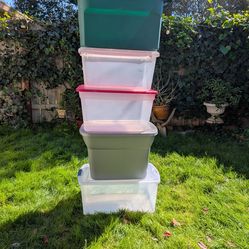Mixed Lot of 5 Plastic Storage Bins