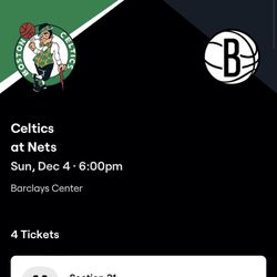 Boston Celtics @ Brooklyn Nets Tickets 12/4/22 Section 31 Row 4 Thumbnail