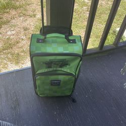 Min craft Kid Rolling Luggage Works Great Just Has Some Fabric Damage On Front As Shown In Pics 