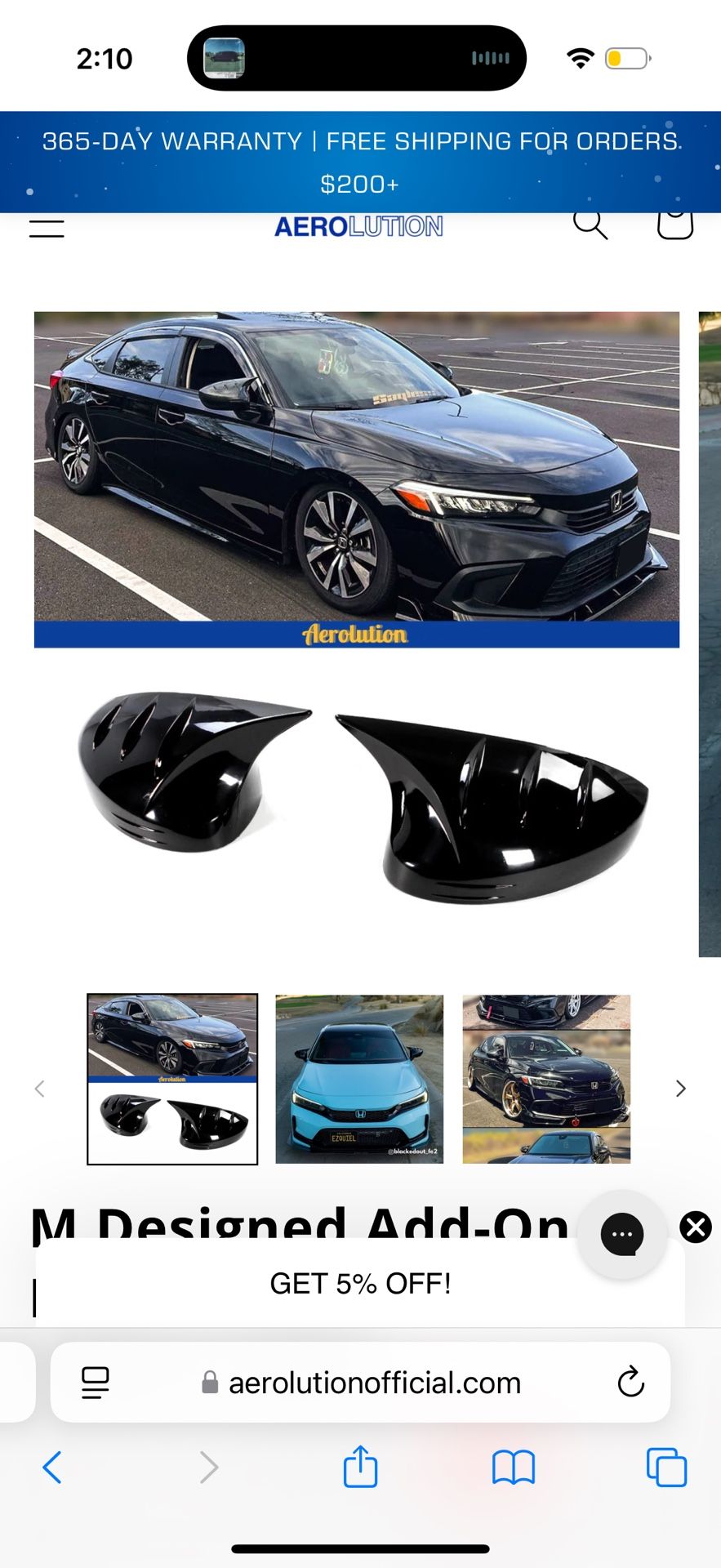 2022-2024 Honda Civic Mirror Caps 