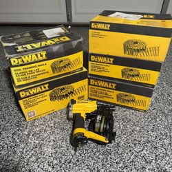 Pneumatic 15° Coil Corded Roofing Nailer Dw45rn And 5 Boxes Of The Coil Nails 