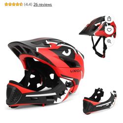 Lixada Kids Detachable Full Face Helmet Children Safety Helmet for Cycling Skateboarding Roller Skating, Red