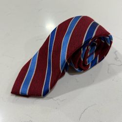 Joseph Abboud Tie Silk Viscose Red Blue  White 58 x 3”