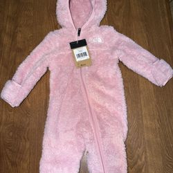 Baby Girl 3-6 M North Face Campshire Fuzzy Bodysuit Nwt