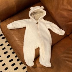 White Fleece Zip Up Onesie