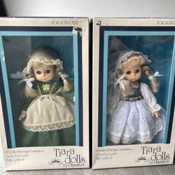 2 Tiara 9" Dolls of Foreign Countries Pretty and Poseable  by Playmates in box