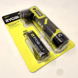 Ryobi USB 4V, 625 Lumen Pivoting Laser Flashlight & 2Ah Battery